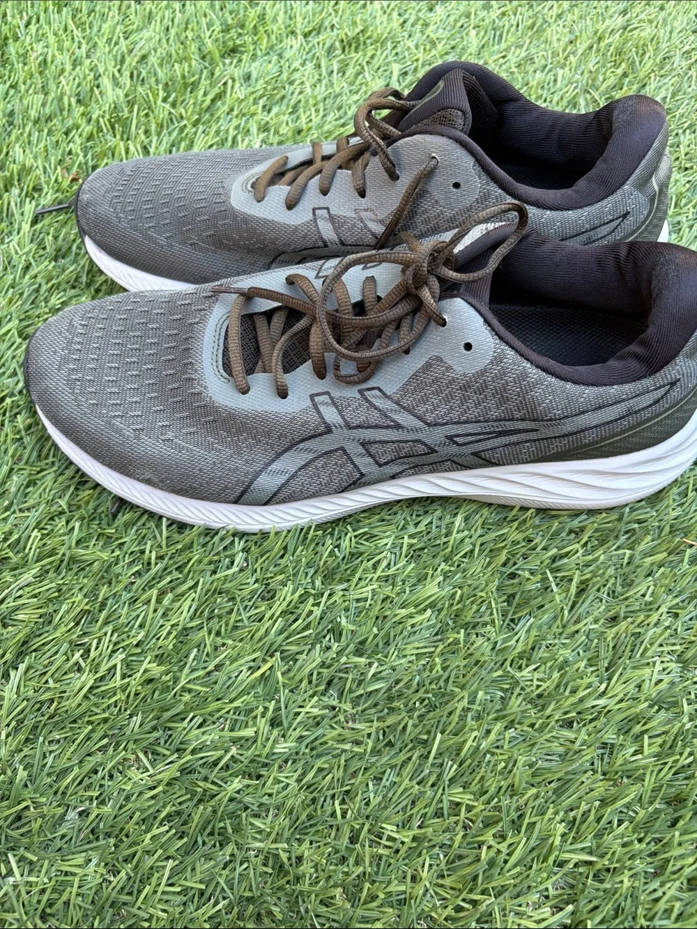 Asics Gray and Brown Men’s Athletic Running Shoes